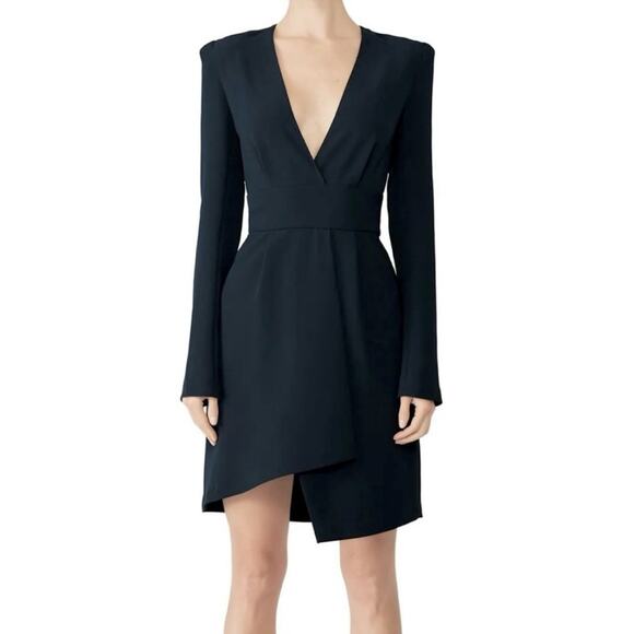 A.L.C. Mara Long Sleeve Structured Asymmetrical Hem Crepe Mini Dress - Size 10 - Picture 13 of 14